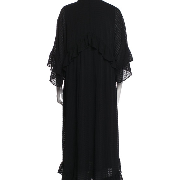 GANNI Black Long Gauze Dress - Picture 3 of 3